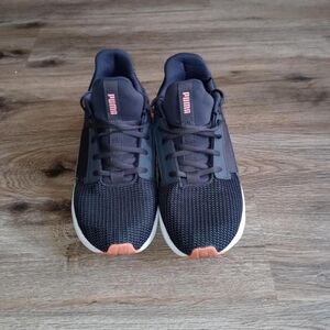 Navy Blue Puma Enzo Sneakers with Pink Accents